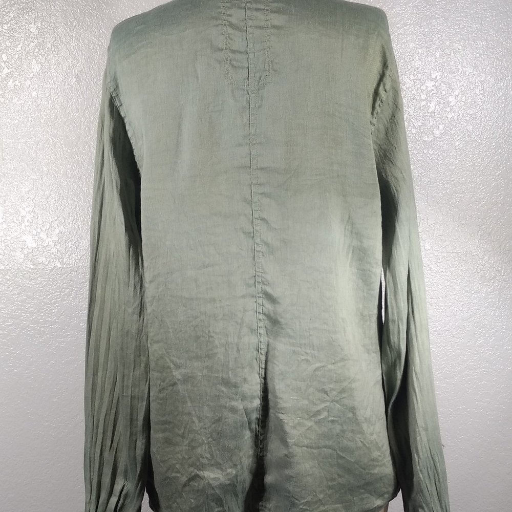 Pete & Greta by Johnny Was Utilitarian Ulrich Linen Shirt in Dry Moss NWOT - Picture 3 of 4